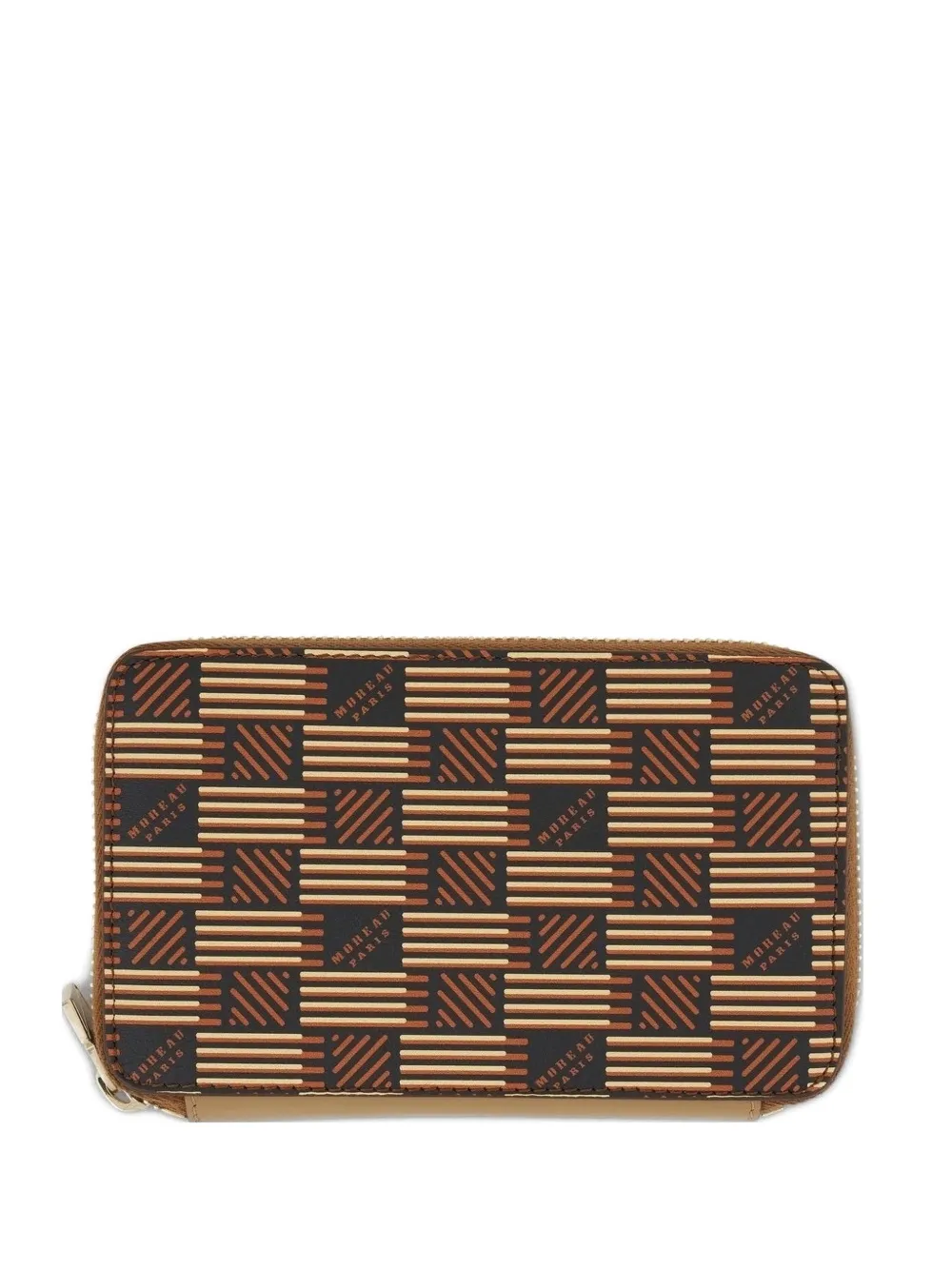 Moreau mini geometric-print zip-around wallet - Marrone