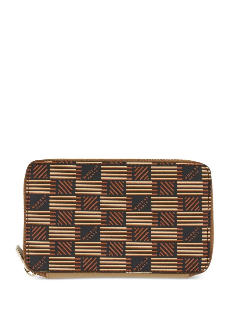 Moreau mini geometric-print zip-around wallet - Marrone