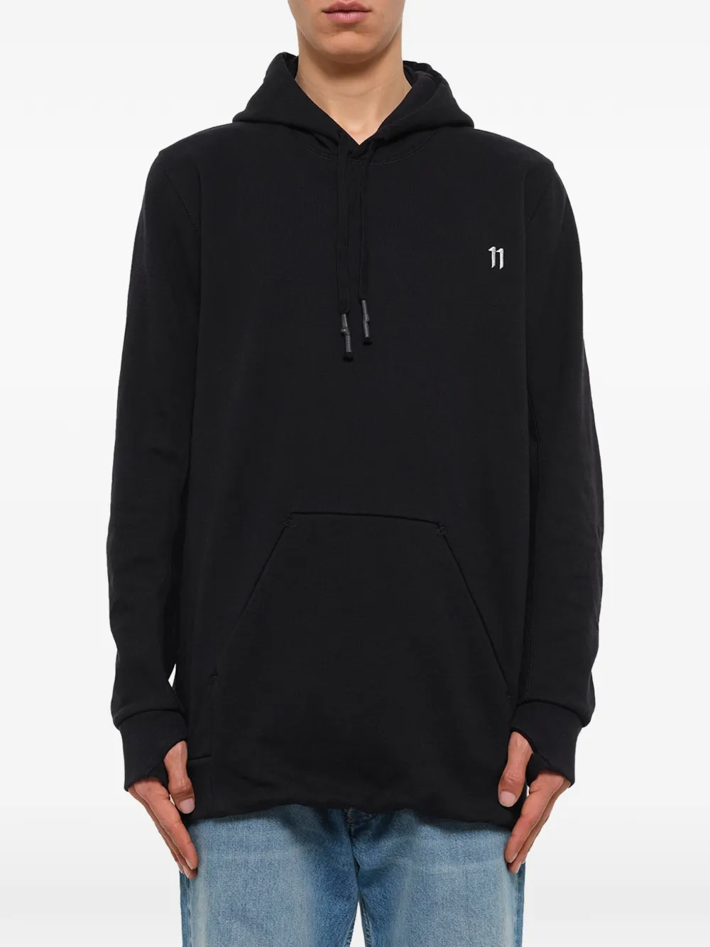 11 By Boris Bidjan Saberi graphic-print drawstring hoodie Zwart