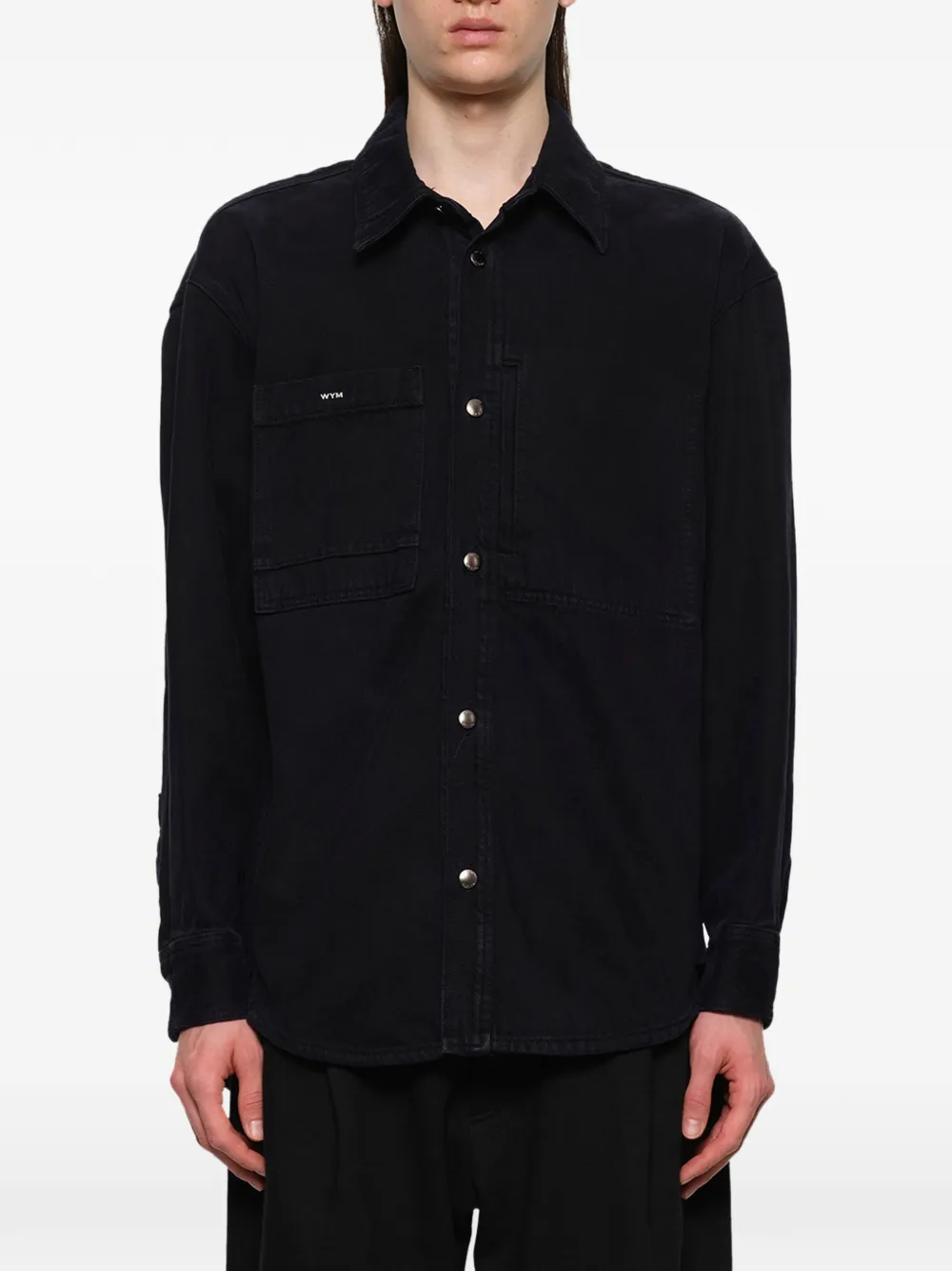 Wooyoungmi Denim overhemd met logodetail Zwart