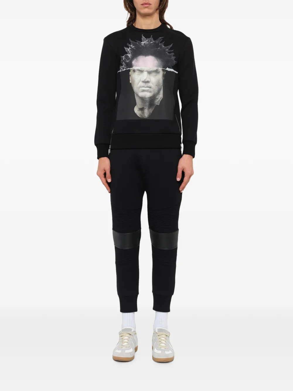 Neil Barrett Marcus trui met grafische print en ritsdetail Zwart