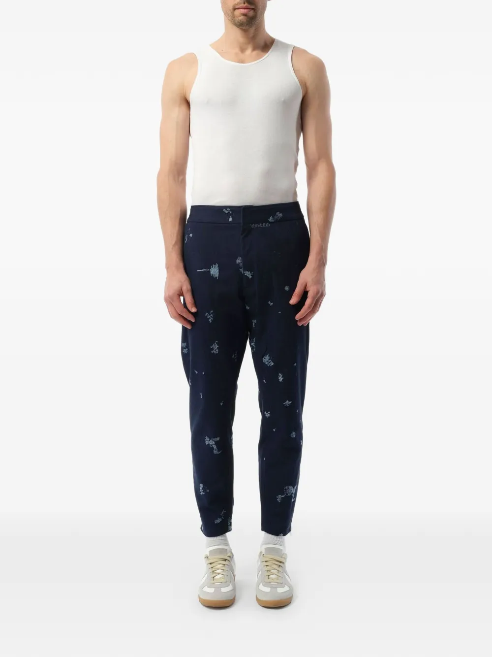 Alexander McQueen Broek met trekkoordtaille en borduurwerk Blauw