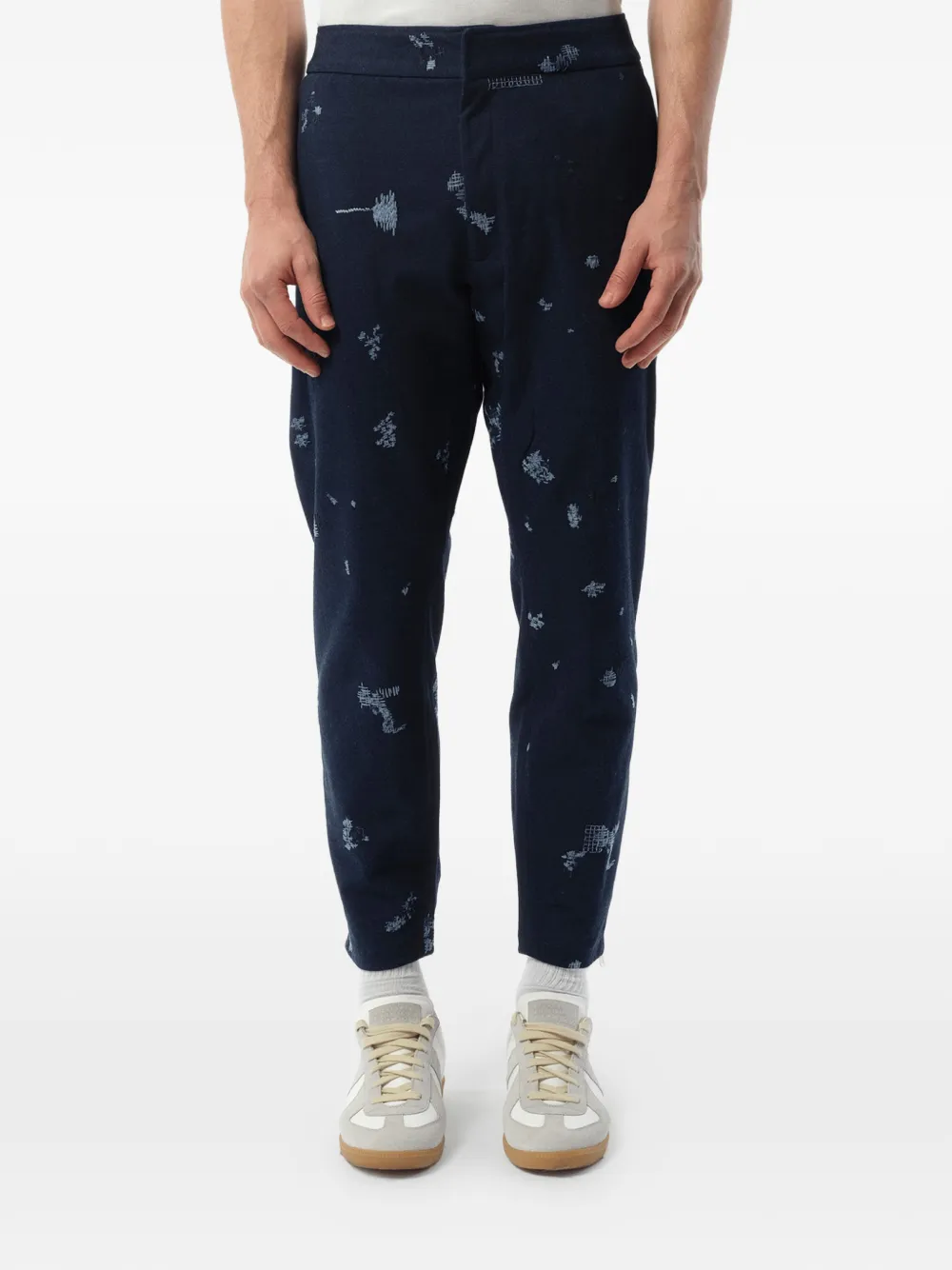 Alexander McQueen embroidered drawstring-waist trousers - Blau