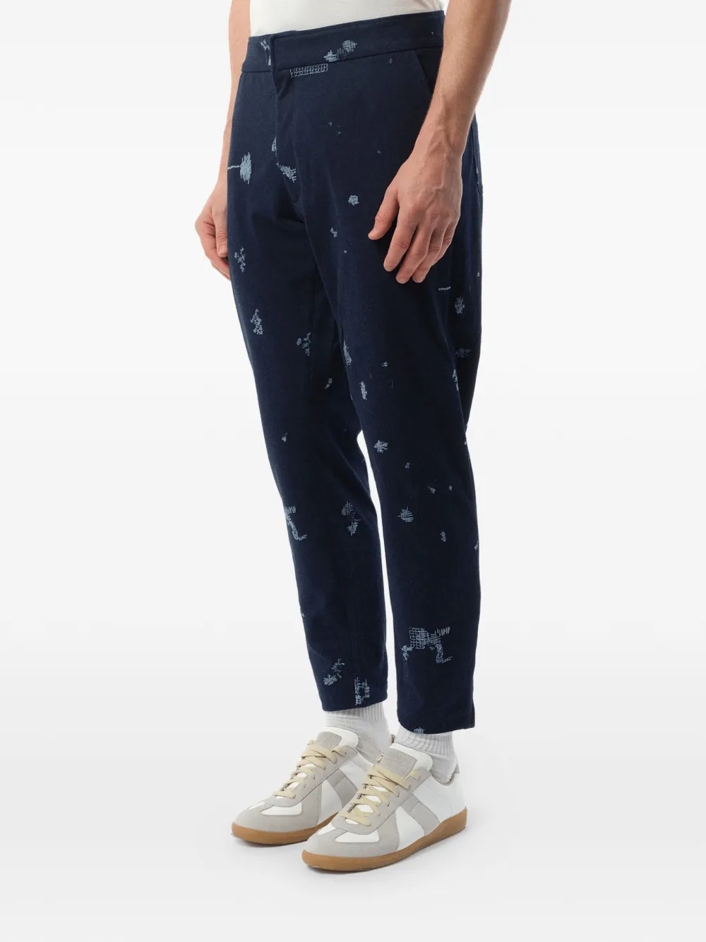 Alexander McQueen Broek met trekkoordtaille en borduurwerk Blauw