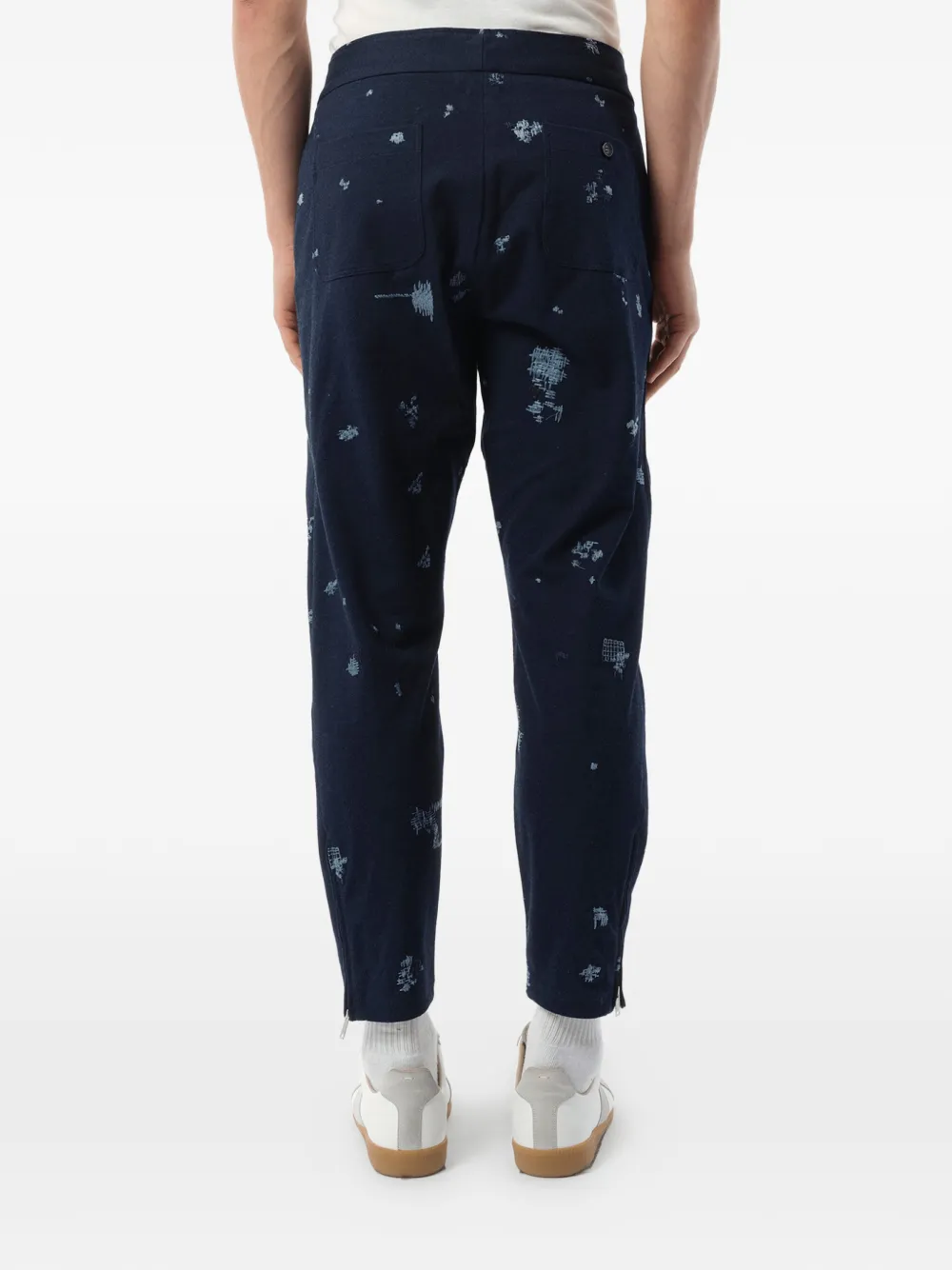 Alexander McQueen Broek met trekkoordtaille en borduurwerk Blauw