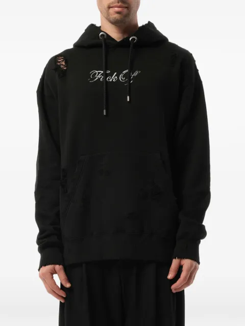 Mastermind Japan distressed logo-print hoodie