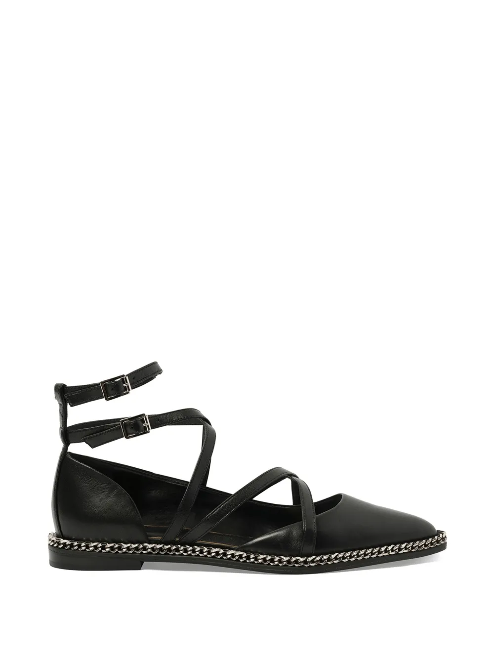 Lanvin chain-trimmed Laced ballet flats - Nero