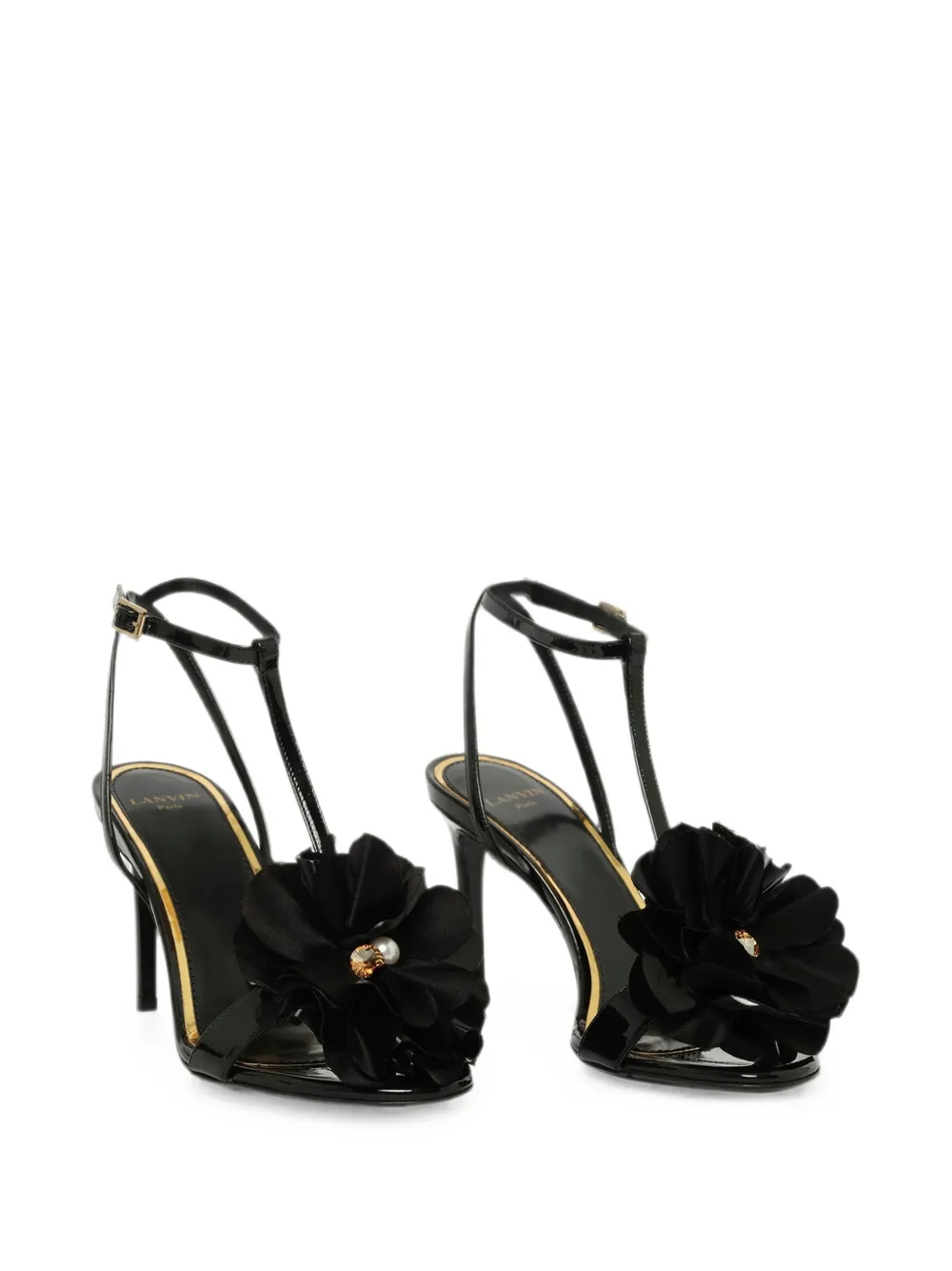 Lanvin floral-embellished sandals Zwart