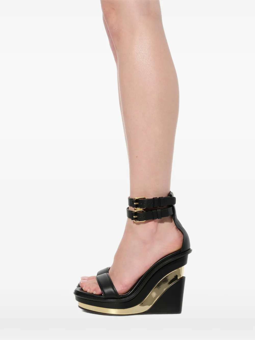 Alexander McQueen Pumps met dubbele bandjes en sleehak Zwart