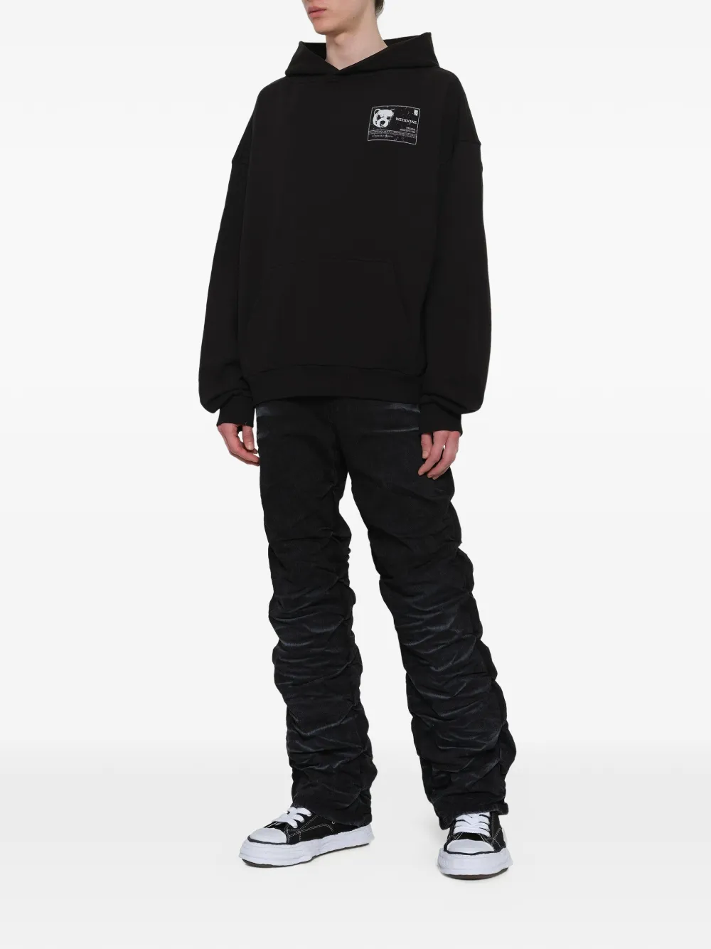 We11done Jeans met riemlussen en zak Zwart