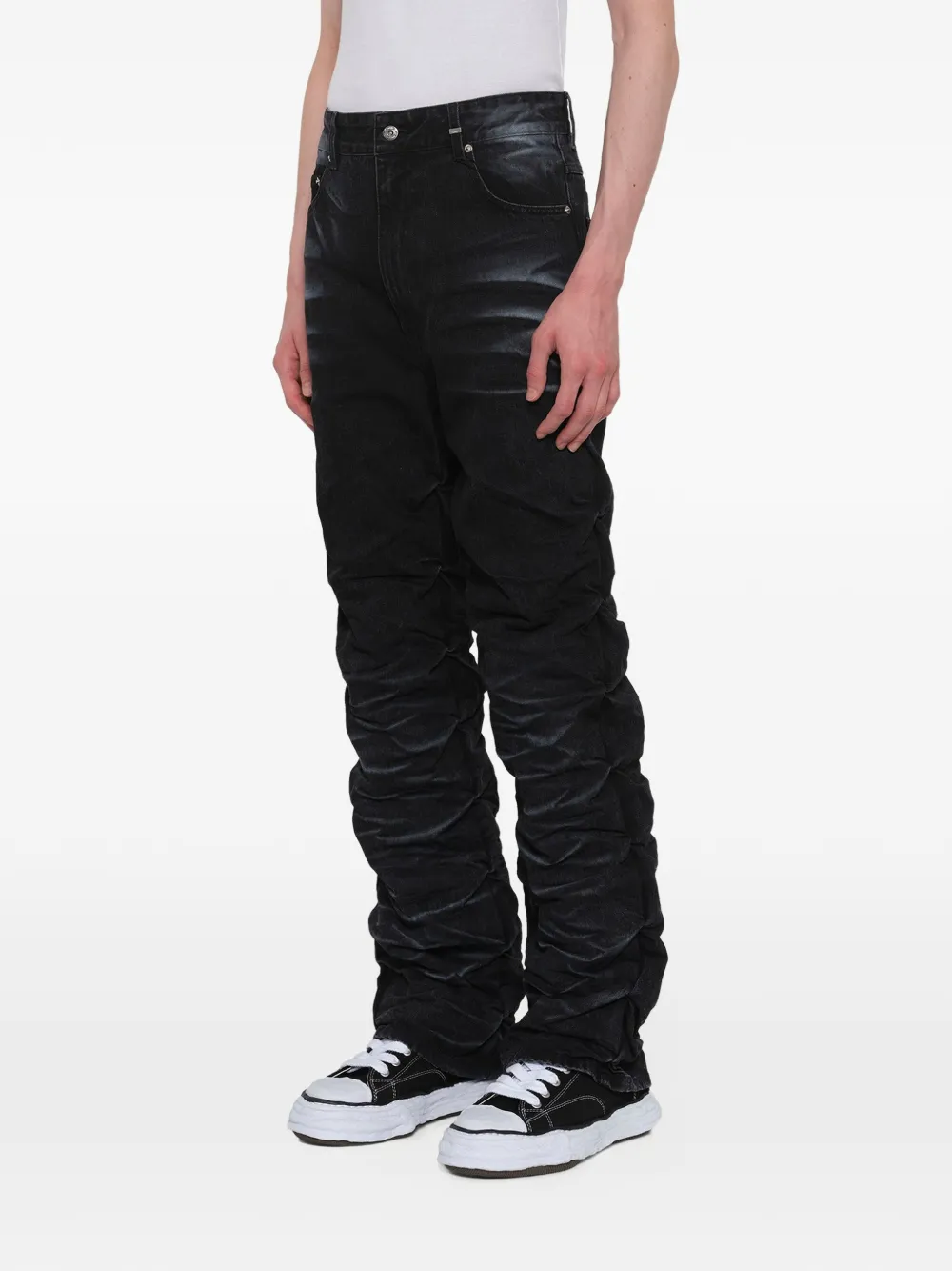 We11done Jeans met riemlussen en zak Zwart