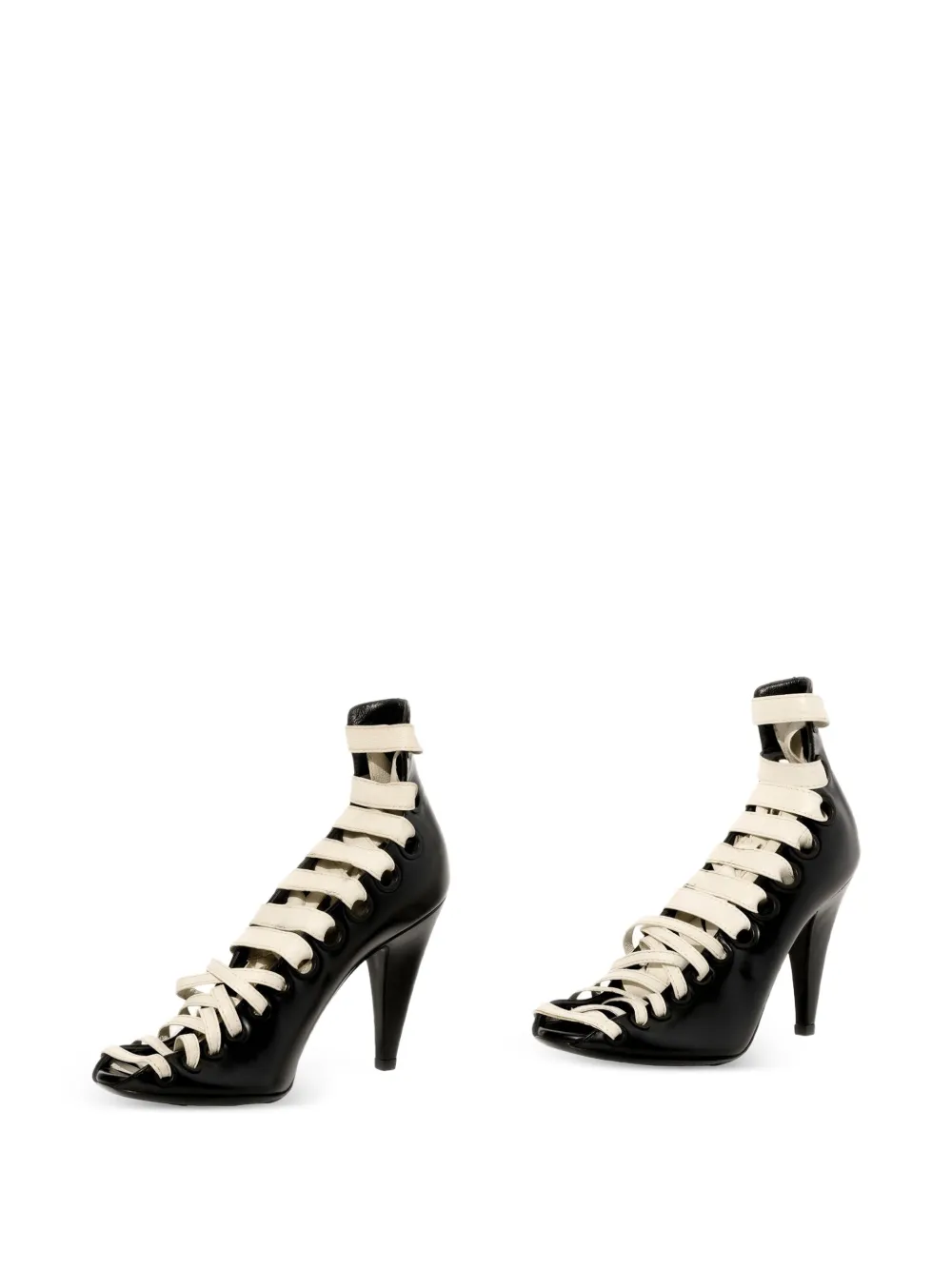 Balenciaga lace-up leather sandals Zwart