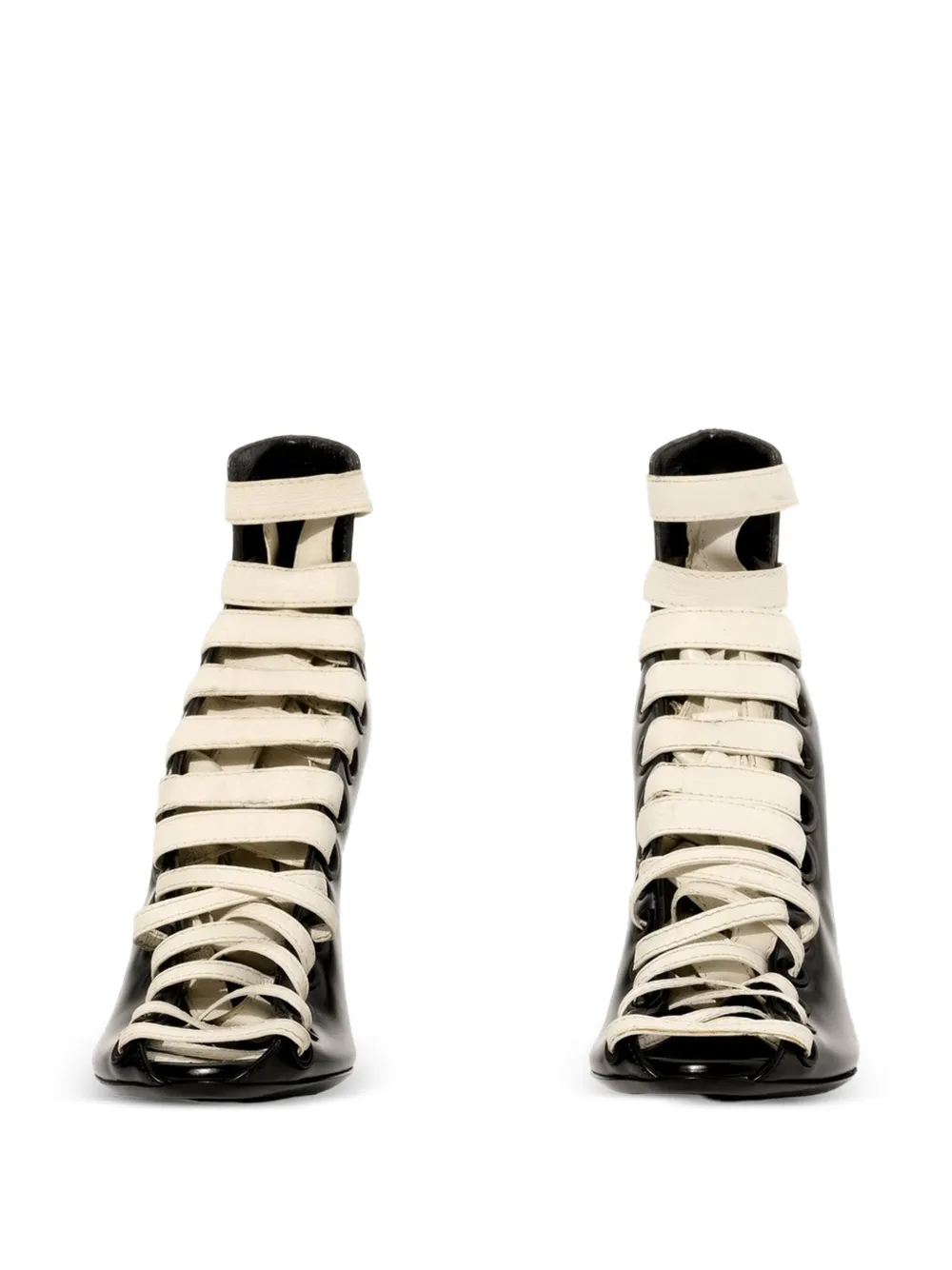 Balenciaga lace-up leather sandals Zwart