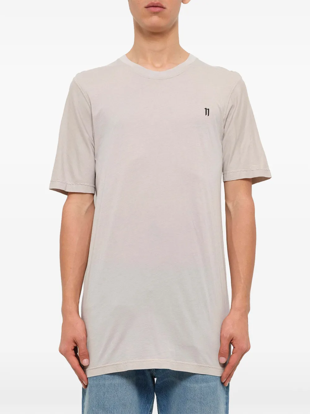 11 By Boris Bidjan Saberi logo-embroidered graphic-print t-shirt - Grau