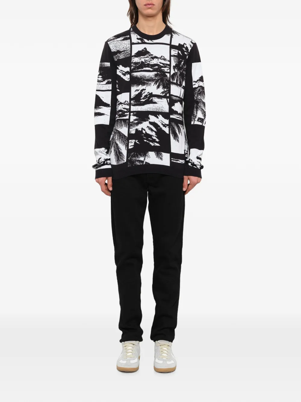 Kenzo Trui met ronde hals en landschapsprint Zwart