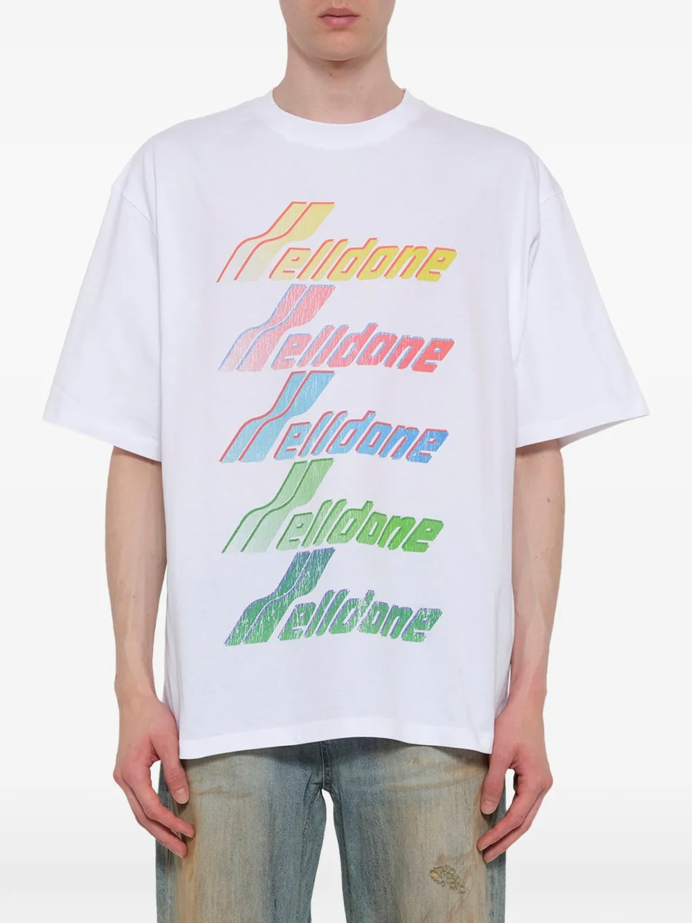 We11done T-shirt met logoprint Wit