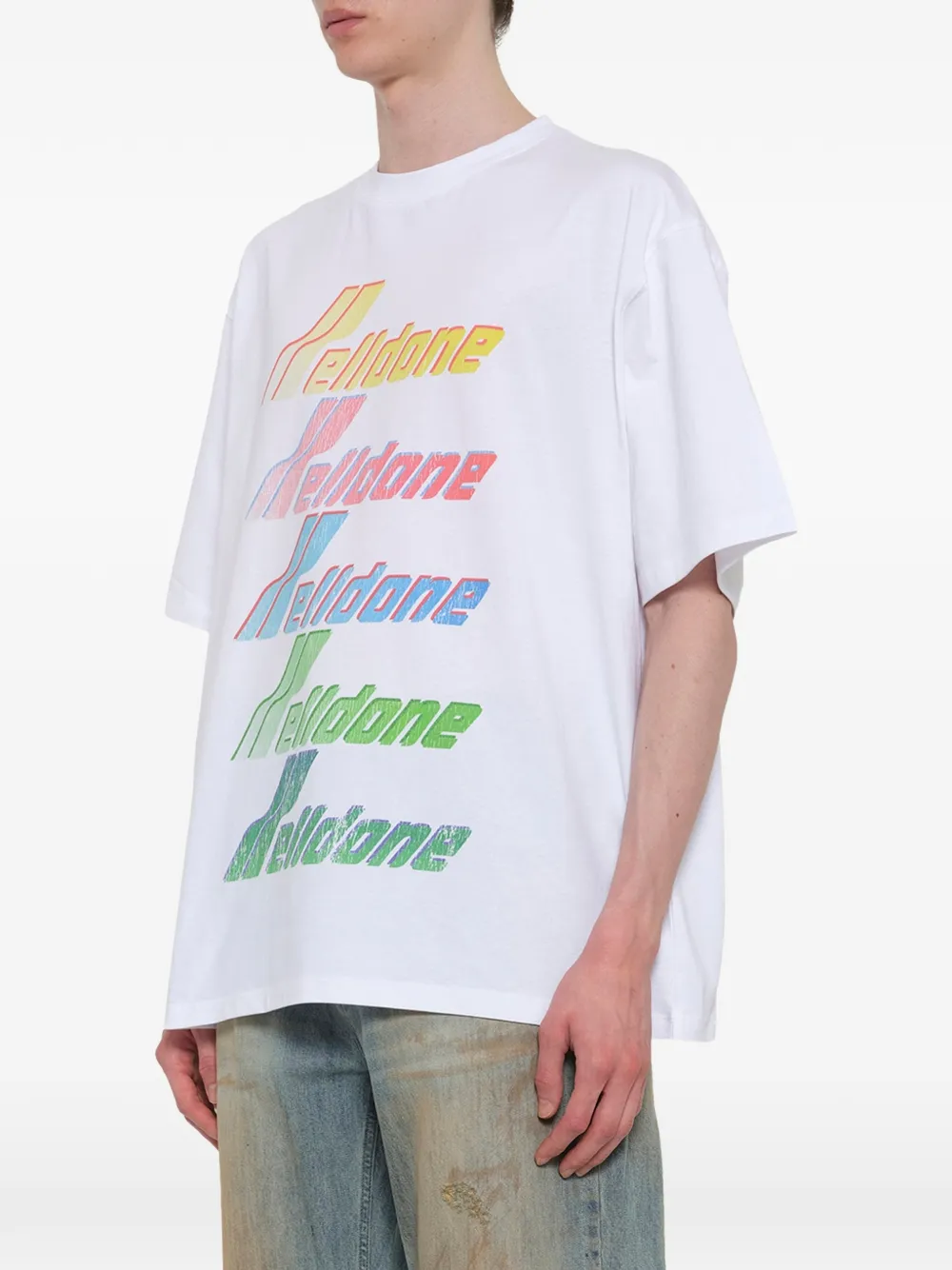 We11done T-shirt met logoprint Wit