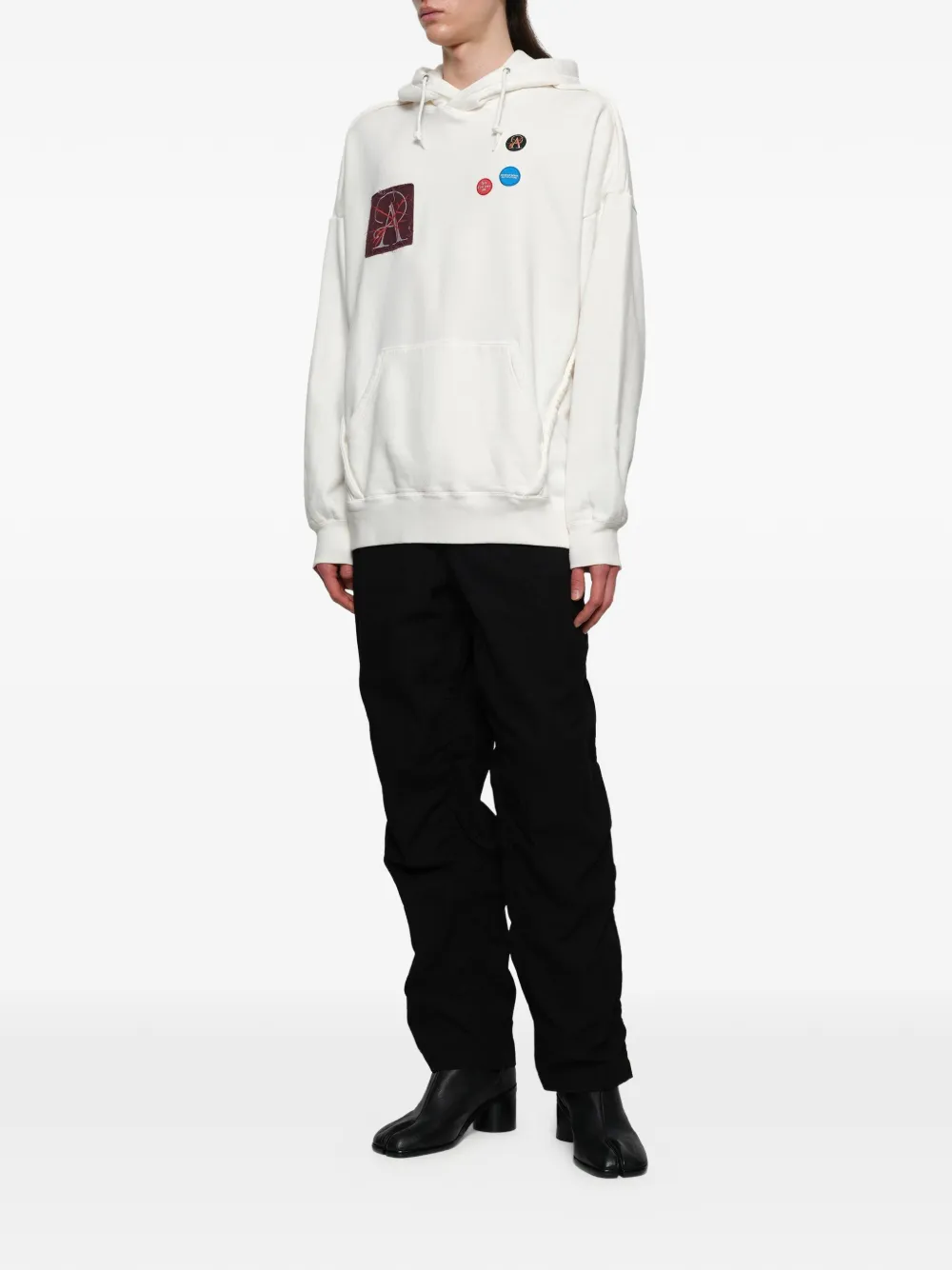 Undercover Hoodie met patchwork Wit