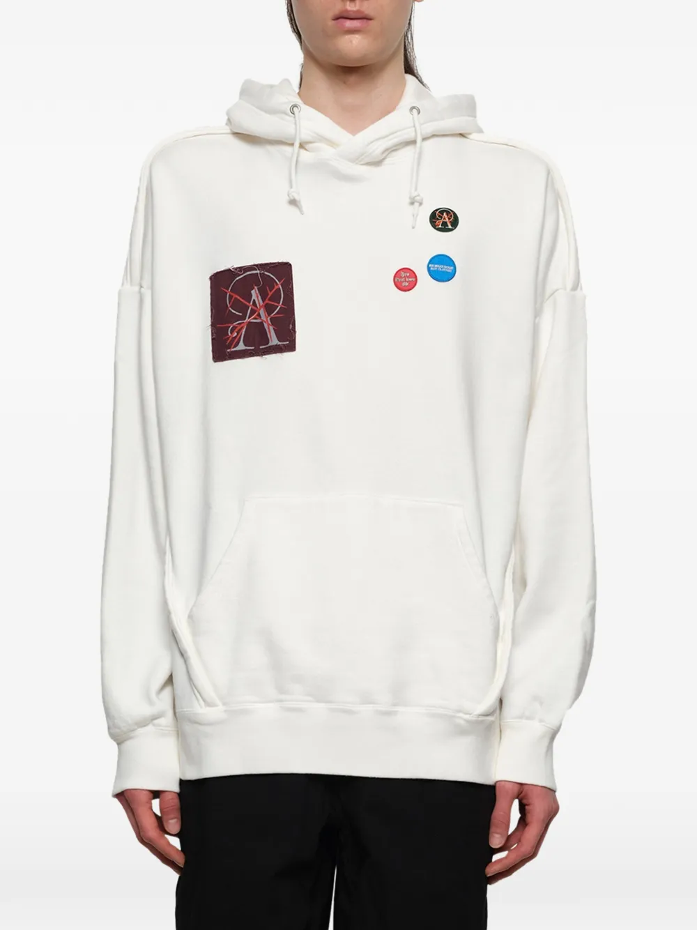 Undercover Hoodie met patchwork Wit