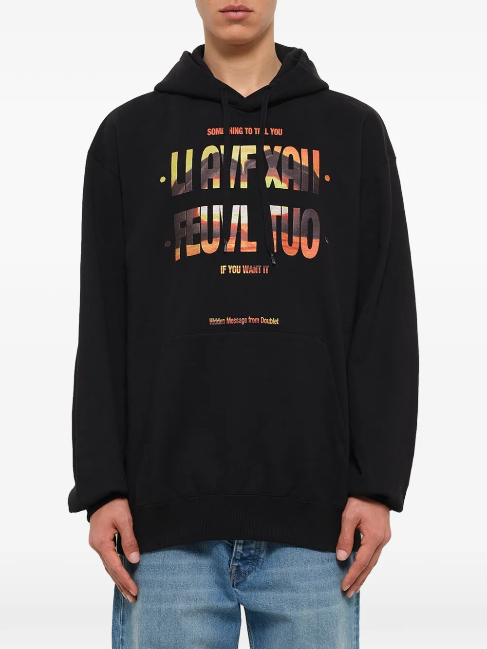 Doublet Hidden Message embroidered hoodie Zwart