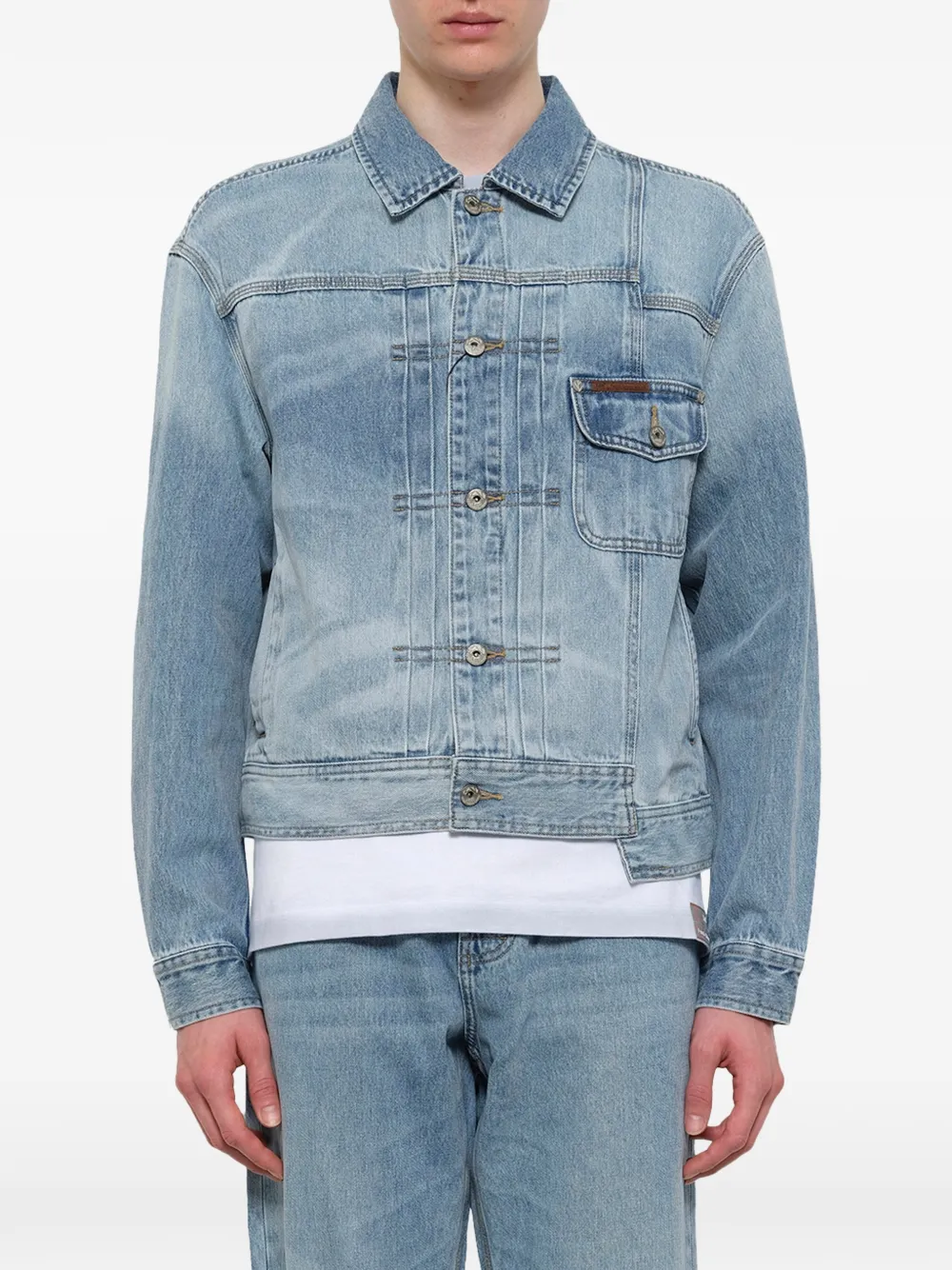 Feng Chen Wang x Lee denim jack met vlakken en lichte wassing Blauw