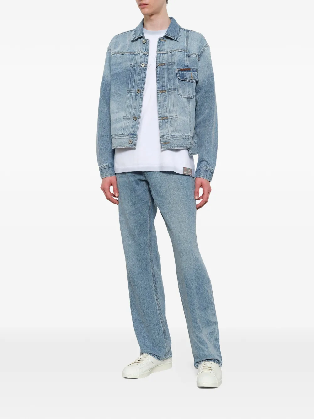 Feng Chen Wang x Lee denim jack met vlakken en lichte wassing Blauw