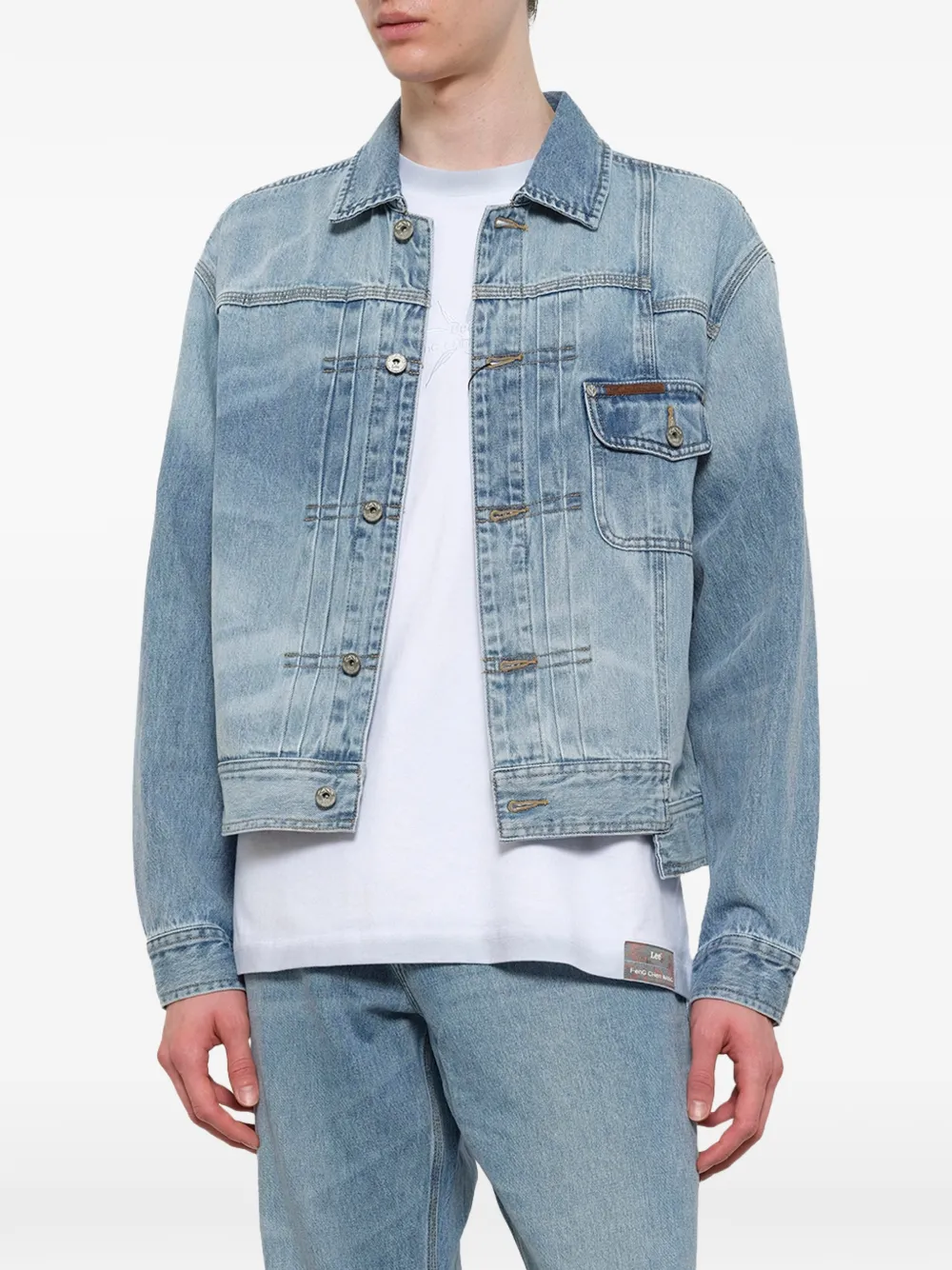 Feng Chen Wang x Lee denim jack met vlakken en lichte wassing Blauw