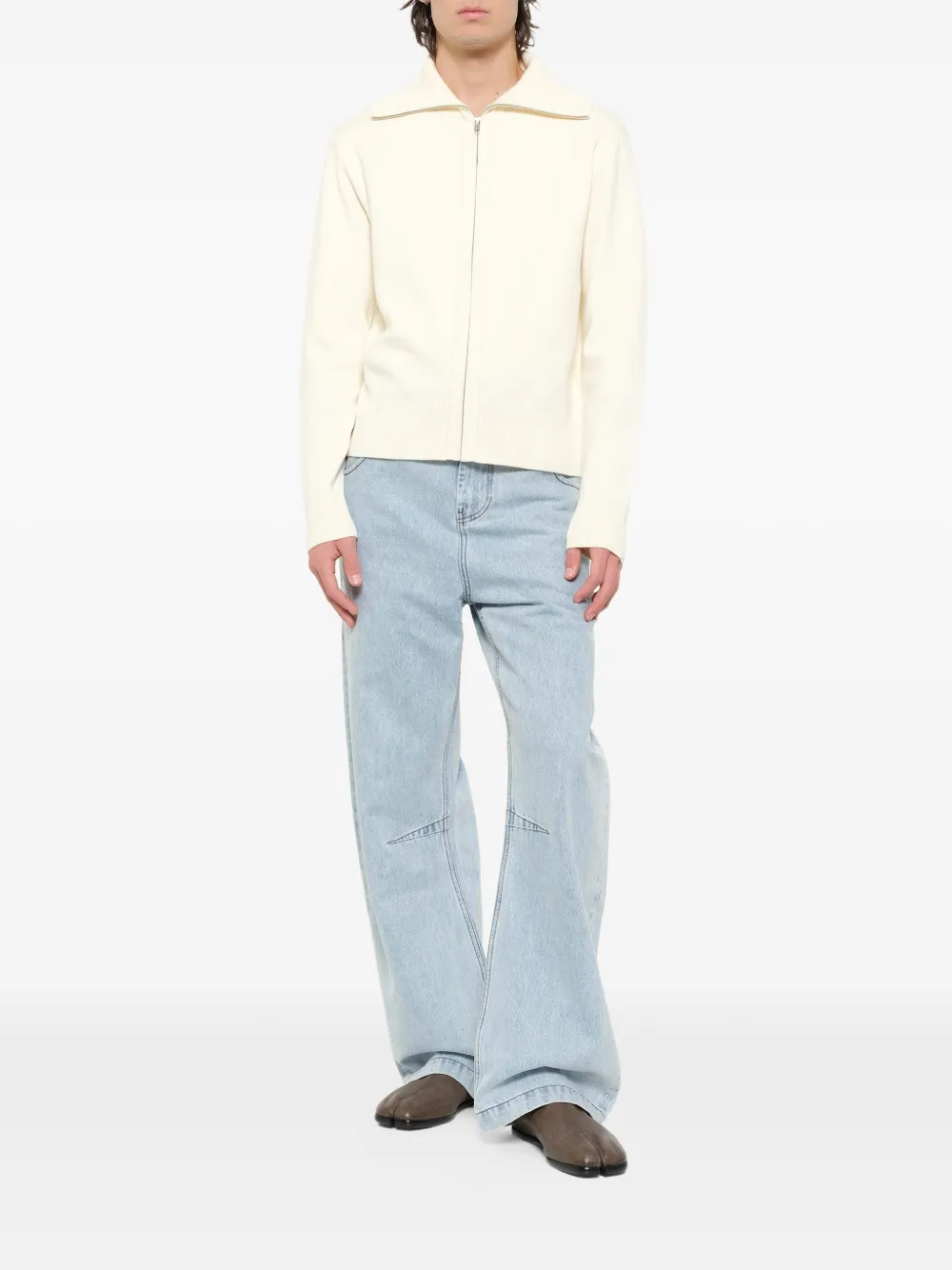 ENTIRE STUDIOS Gebreid jack met rits Beige