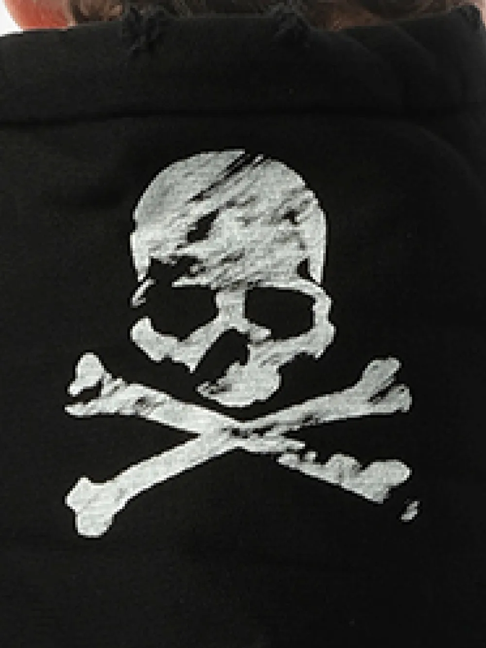 Mastermind Japan Gerafelde hoodie met doodskopprint Zwart
