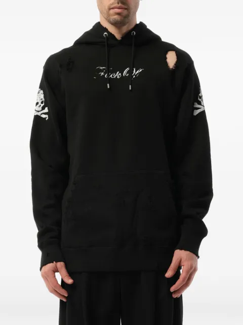 Mastermind Japan distressed skull-print hoodie
