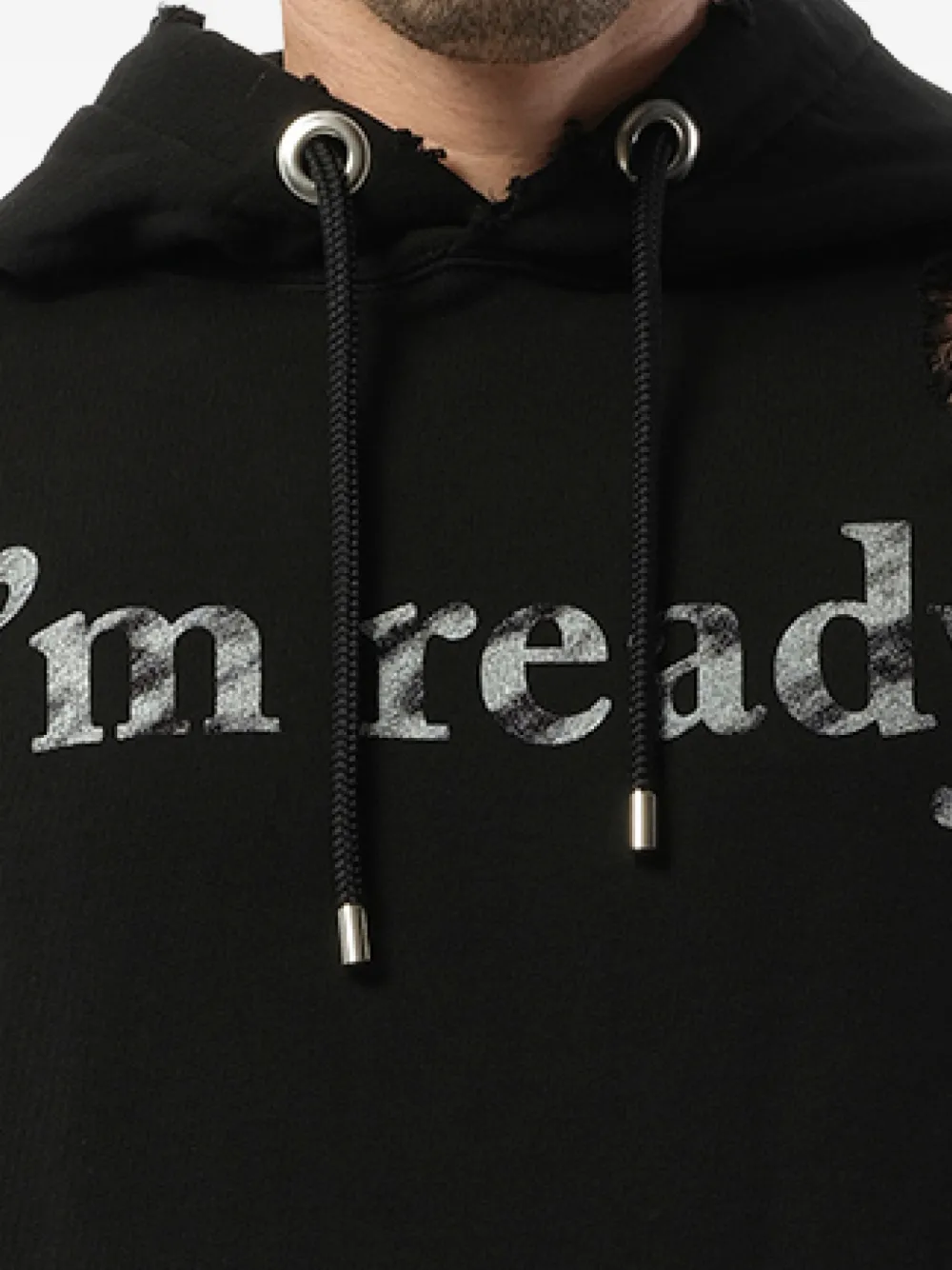 Mastermind Japan Gerafelde hoodie met doodskopprint Zwart