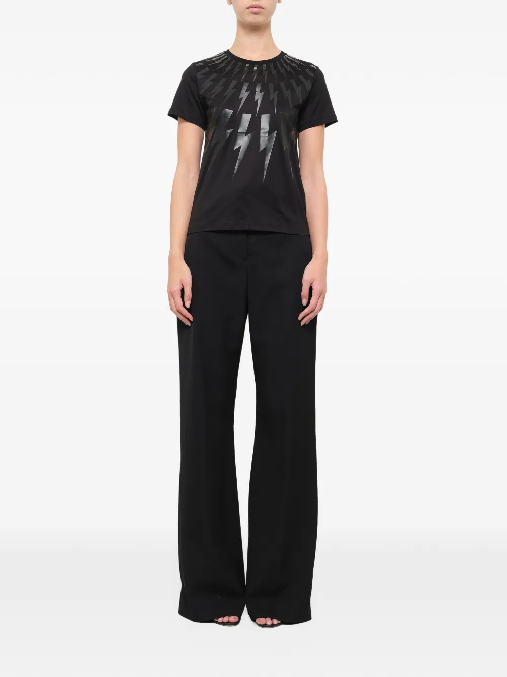 Neil Barrett Fair Isle Thunderbolt T-shirt Zwart