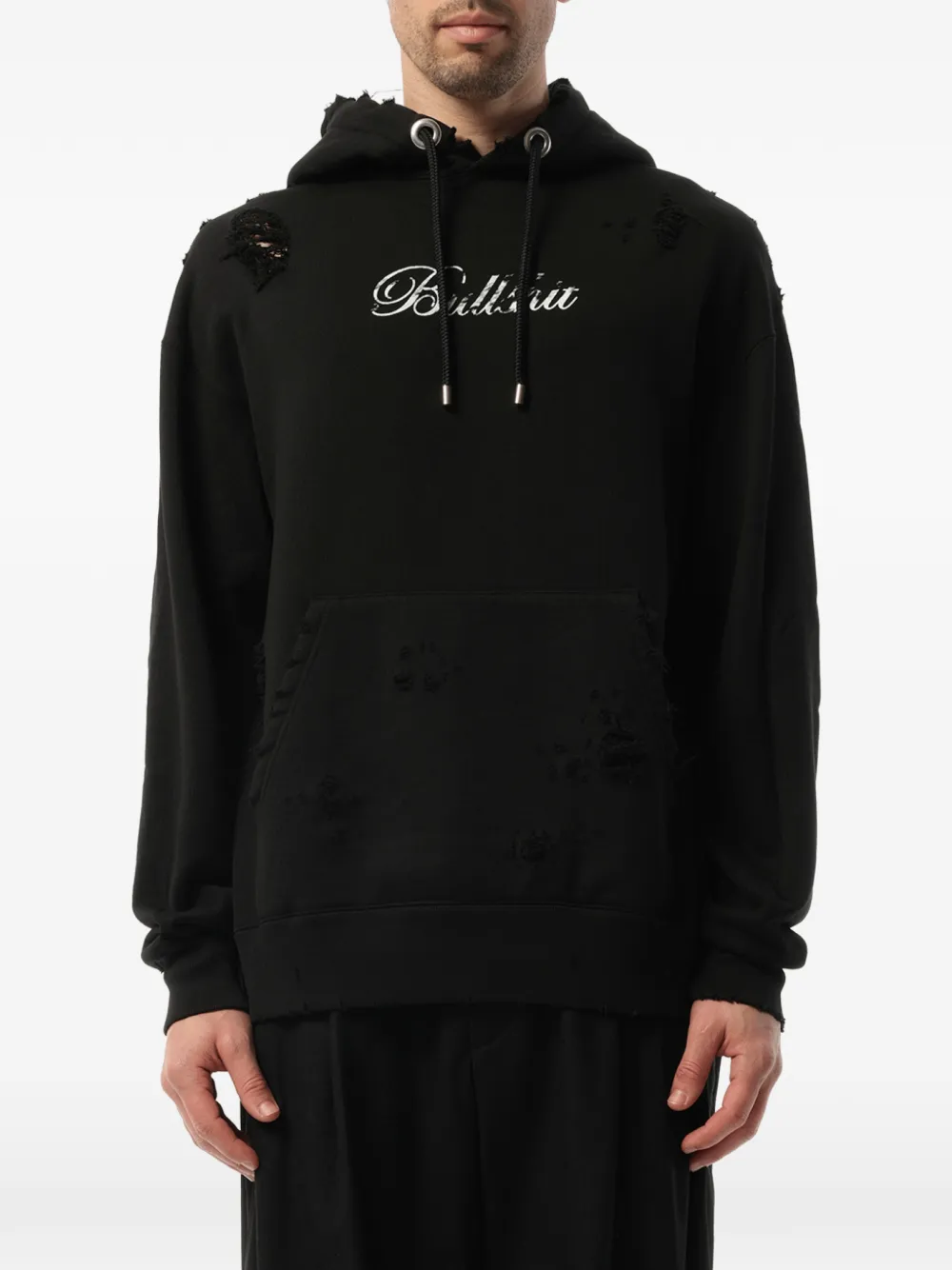 Mastermind Japan distressed logo-print hoodie - Nero