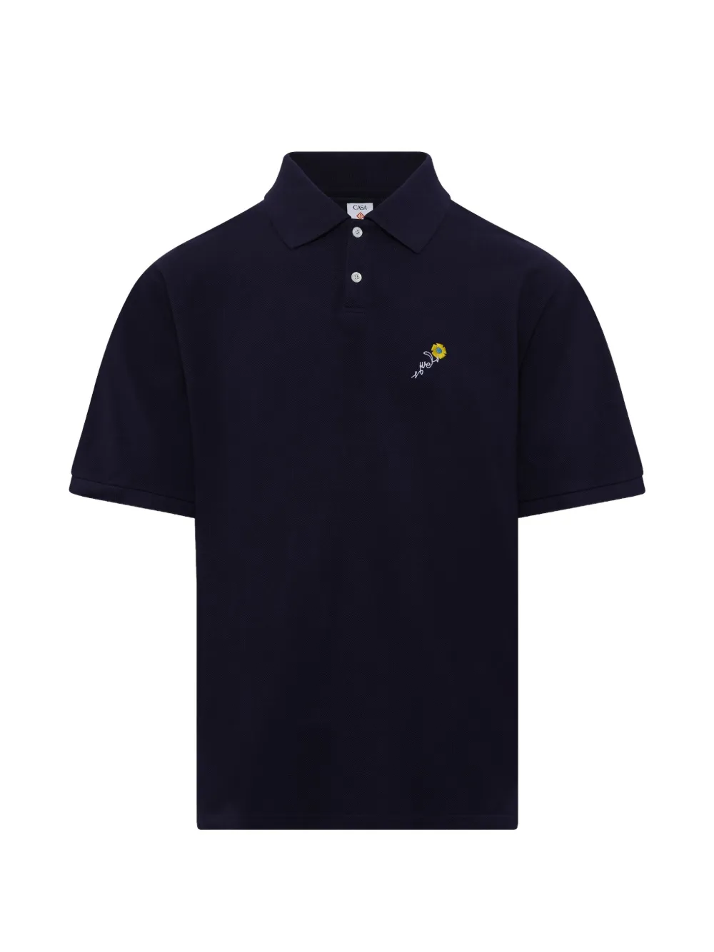 Vowels flower-embroidered polo shirt - Blau