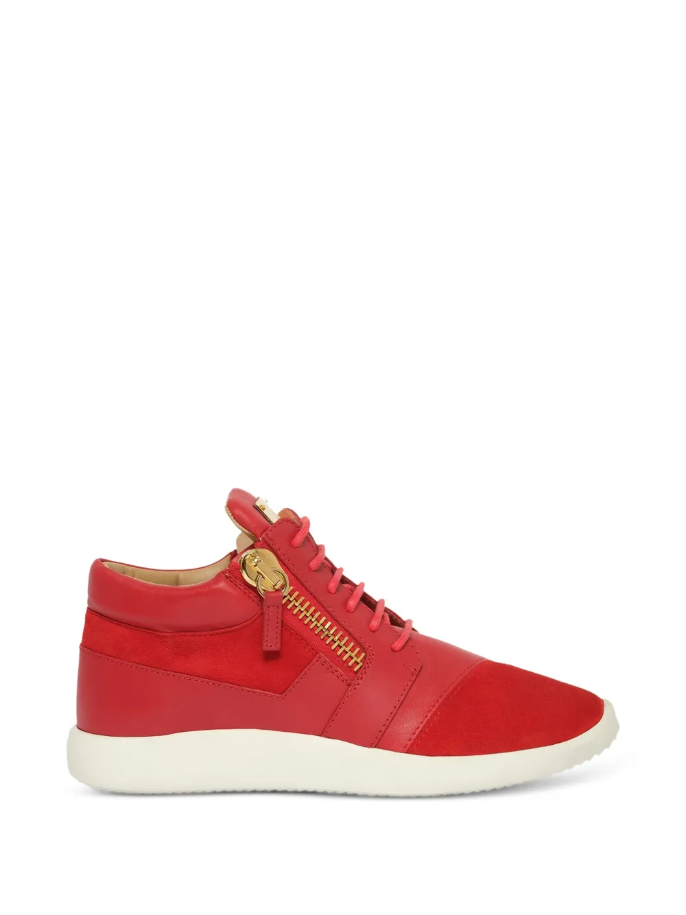 Giuseppe Zanotti side-zip panelled suede sneakers - Rosso