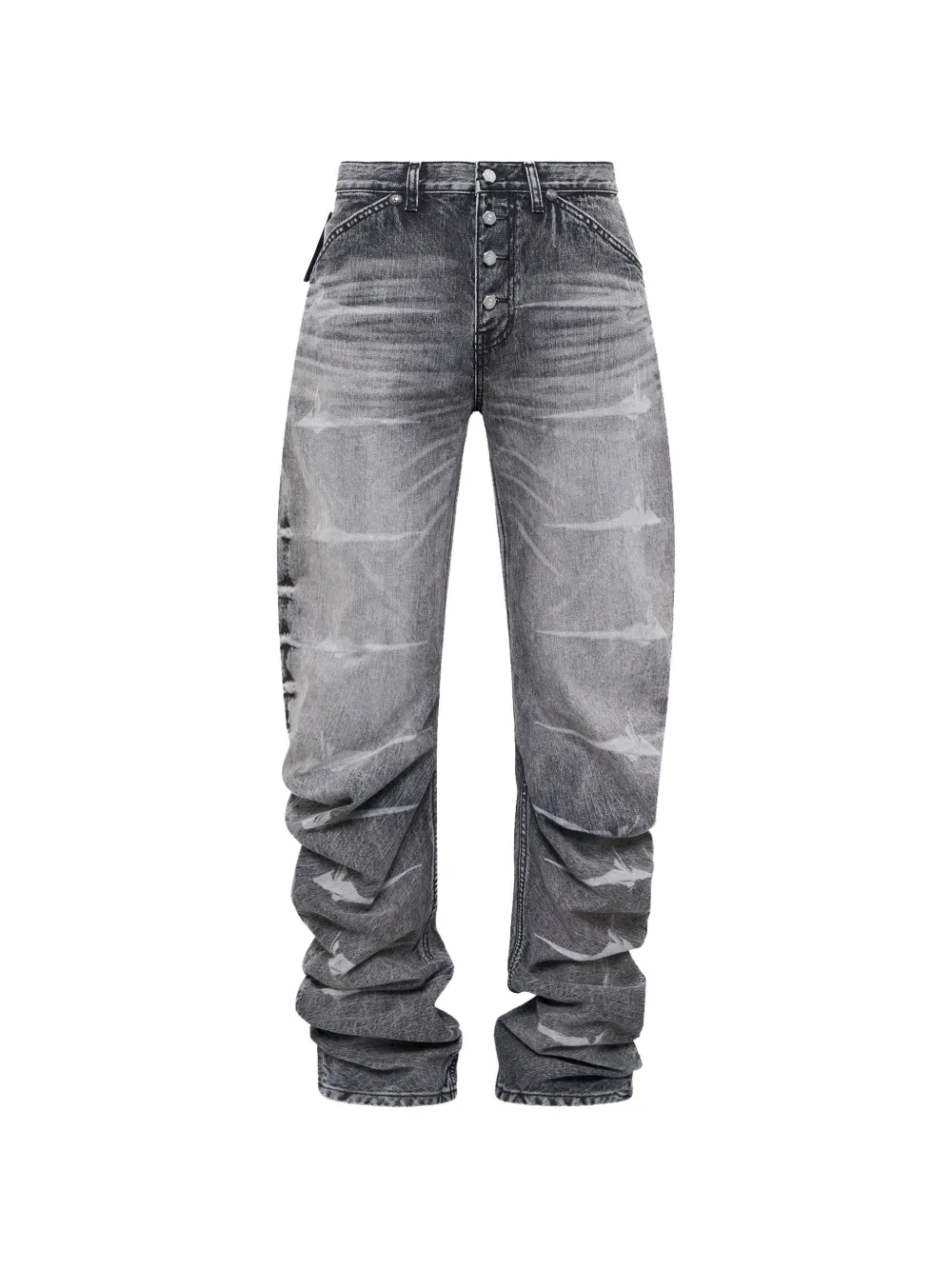 THUG CLUB Laser Washed Parkour long jeans - Nero