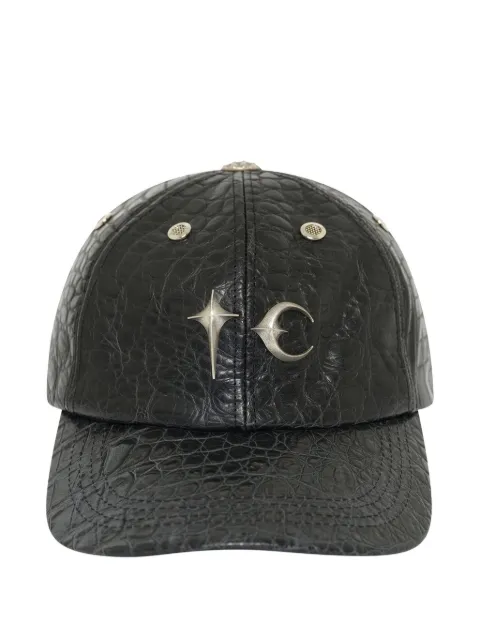 THUG CLUB TC crocodile-effect leather cap
