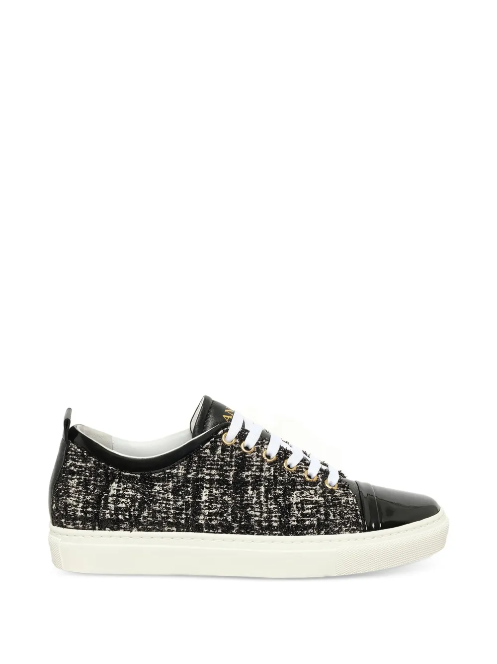 Lanvin tweed patent-leather sneakers Zwart