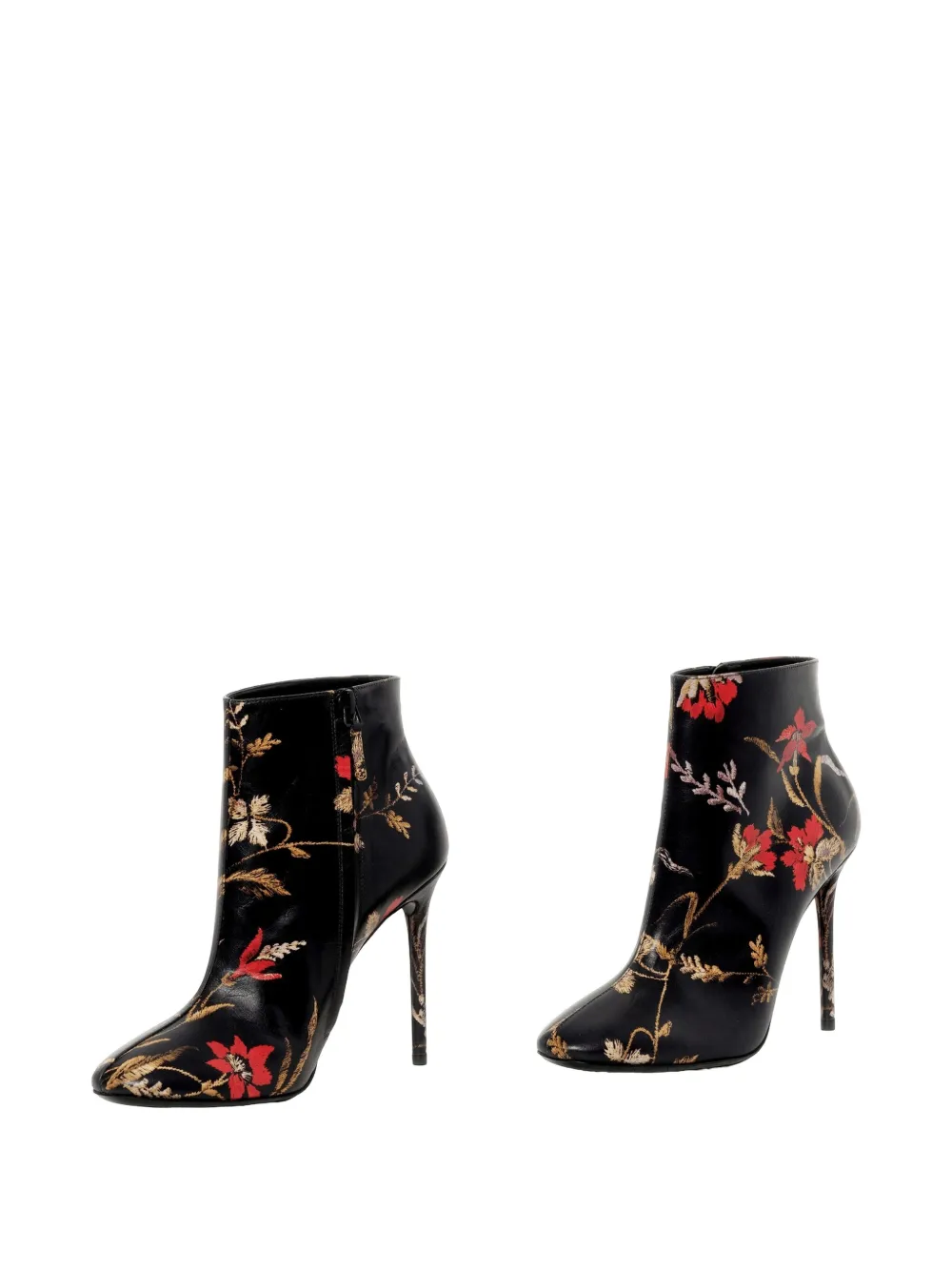 Balenciaga floral-detail leather boots Zwart