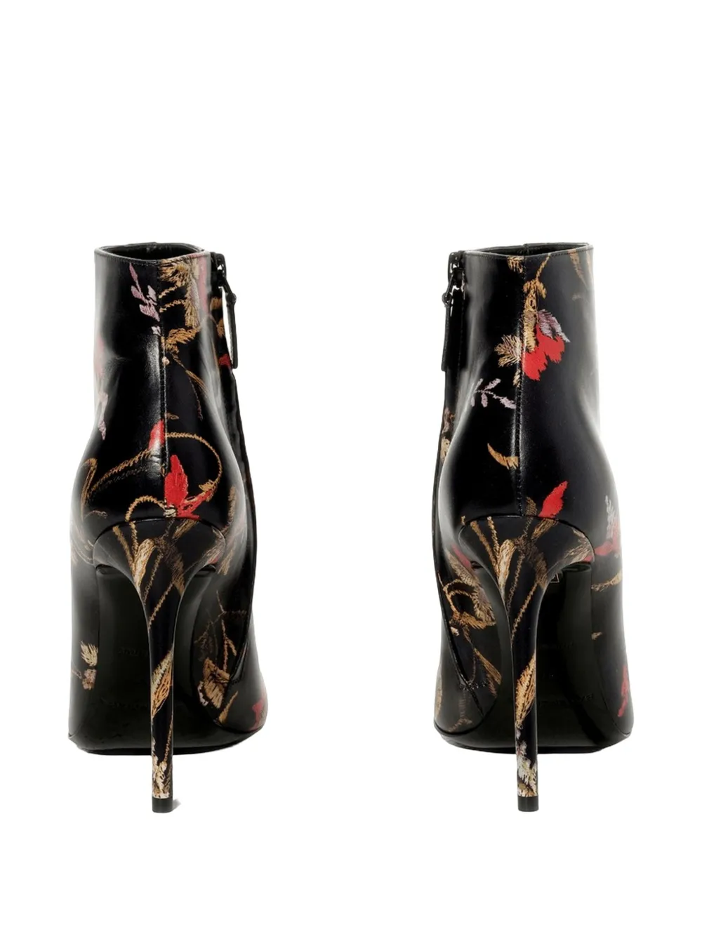 Balenciaga floral-detail leather boots Zwart