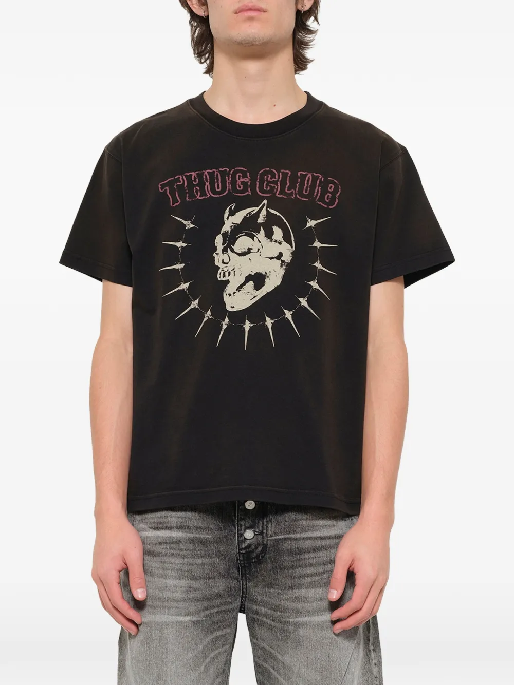 THUG CLUB graphic-print T-shirt | Black | FARFETCH AO