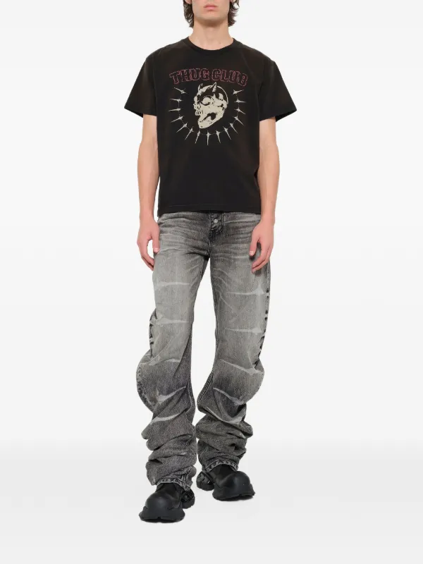 THUG CLUB graphic-print T-shirt | Black | FARFETCH AO