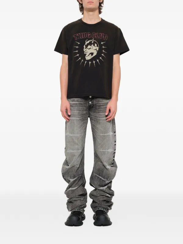 THUG CLUB graphic-print T-shirt | Black | FARFETCH AO