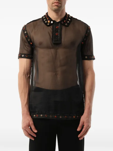 Givenchy embellished sheer polo shirt