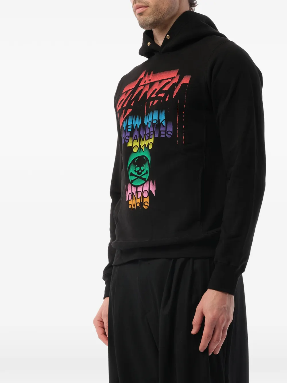 Mastermind Japan x Stüssy graphic-print Drawstring Hoodie | Black