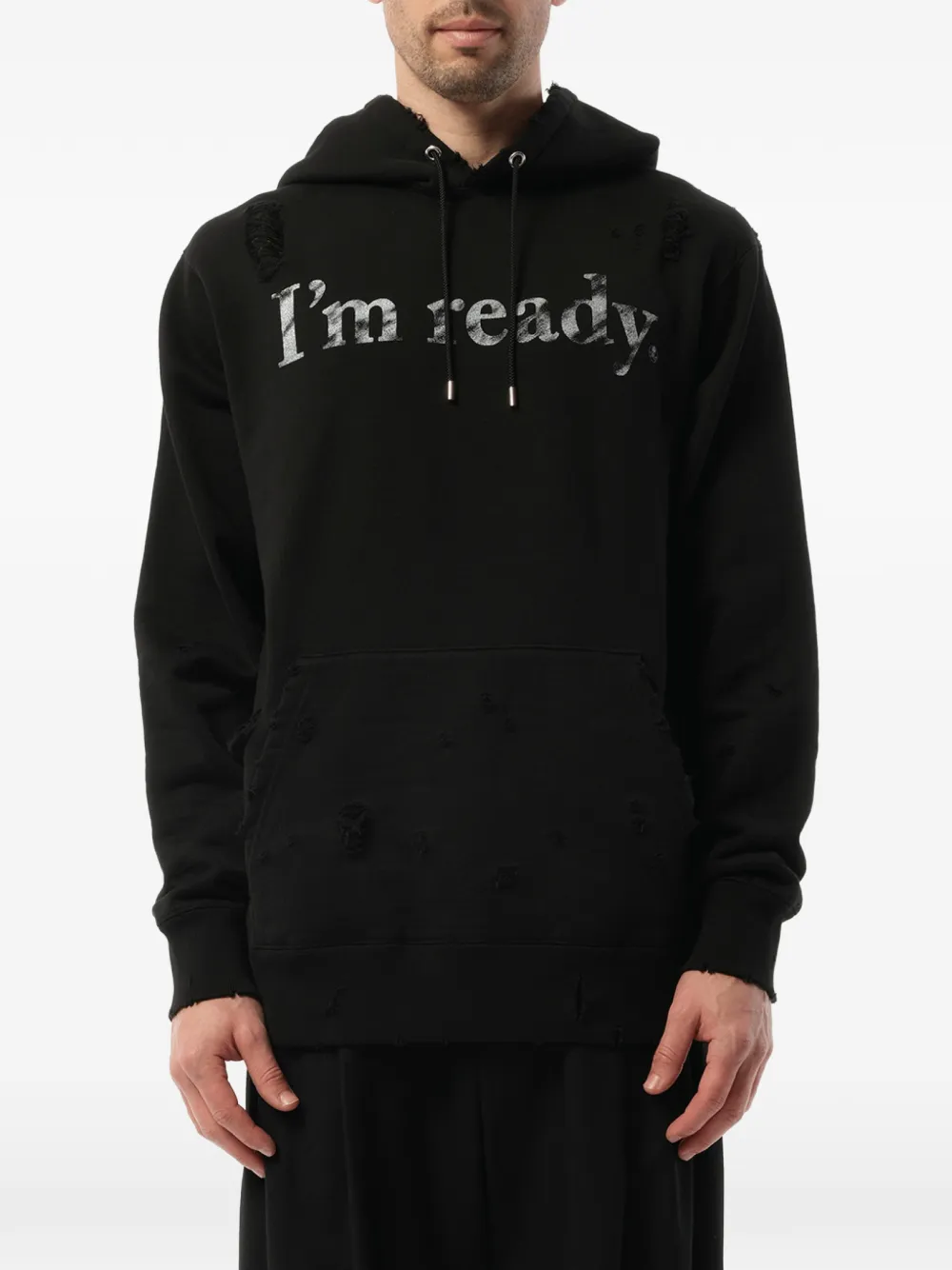 Mastermind Japan distressed graphic-print hoodie - Schwarz