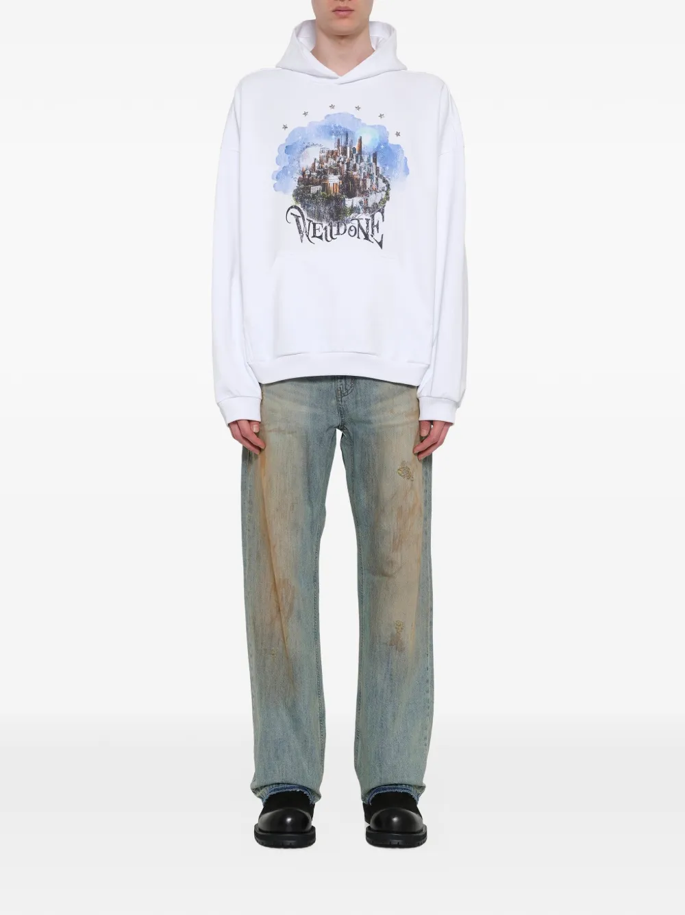We11done Hoodie met print Wit