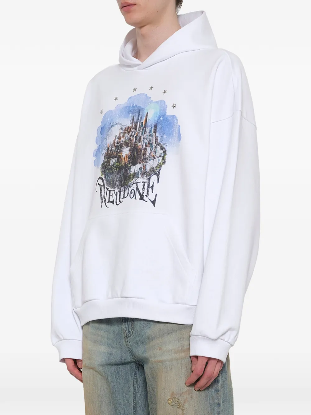 We11done Hoodie met print Wit