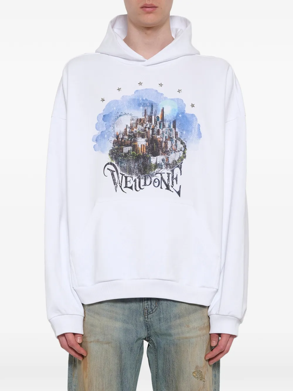 We11done Hoodie met print Wit