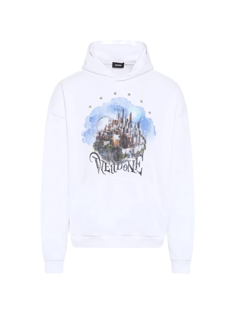 We11done graphic-print hoodie - Bianco
